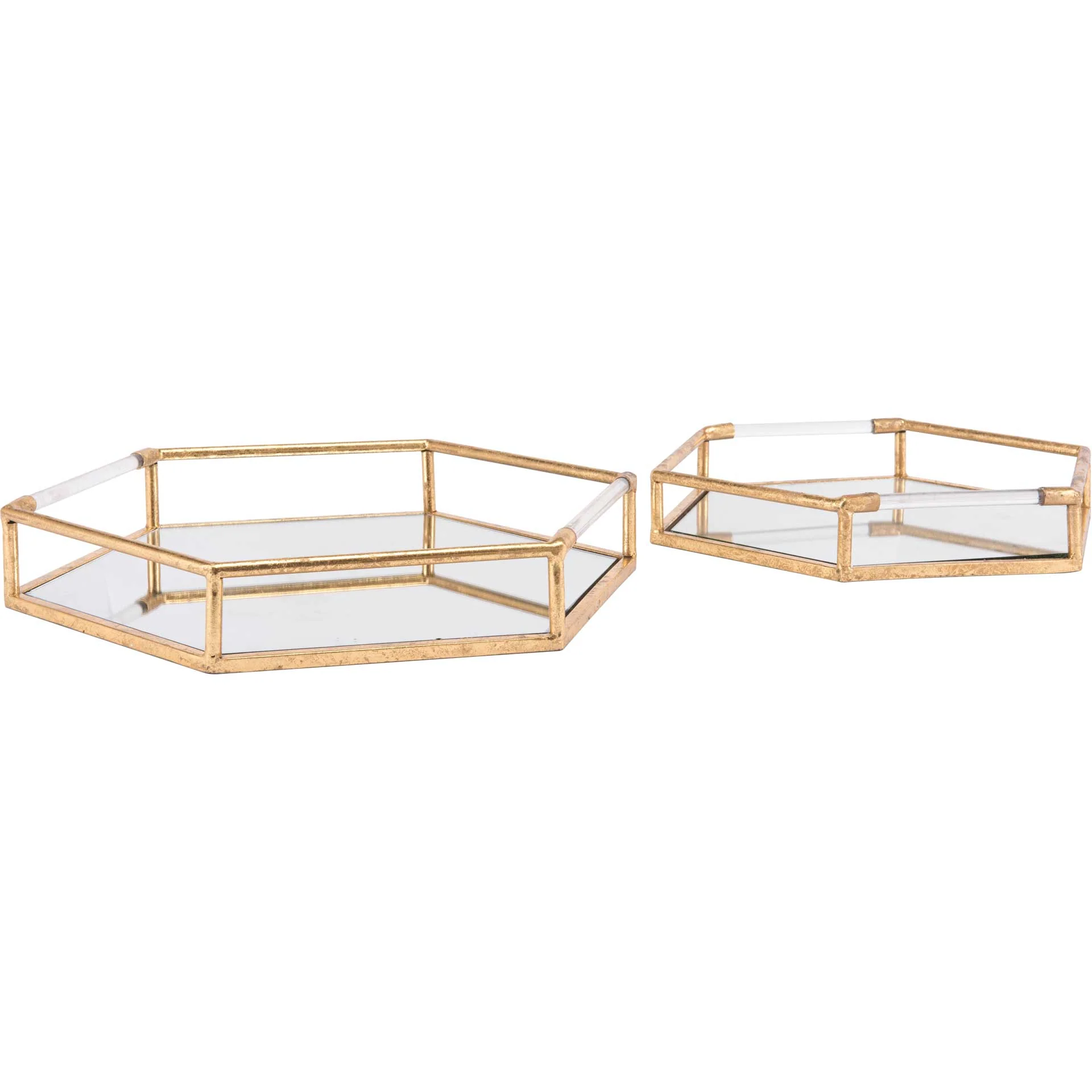 Hexagon Tray Gold (Set of 2) - Image 2