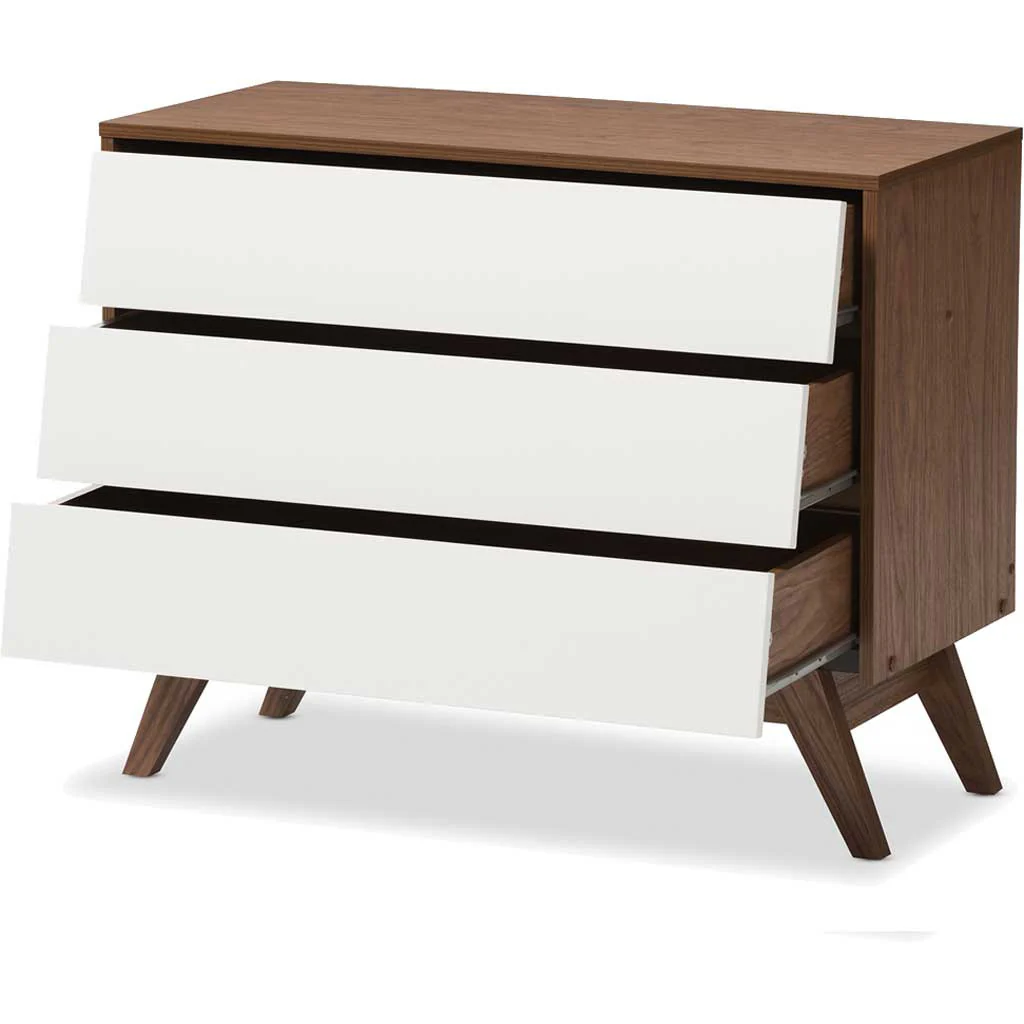 Hilson 3-Drawer Chest White/Walnut - Image 2