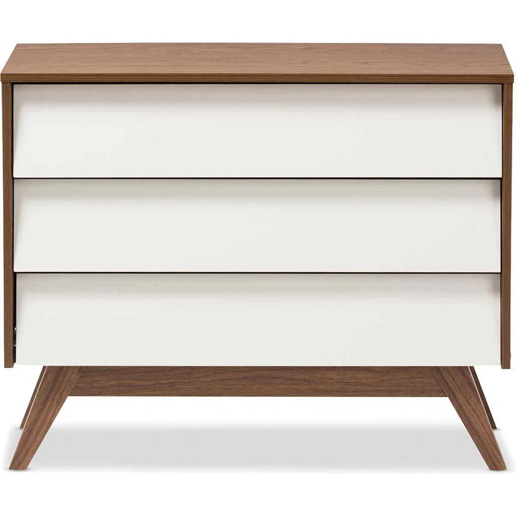 Hilson 3-Drawer Chest White/Walnut - Image 3