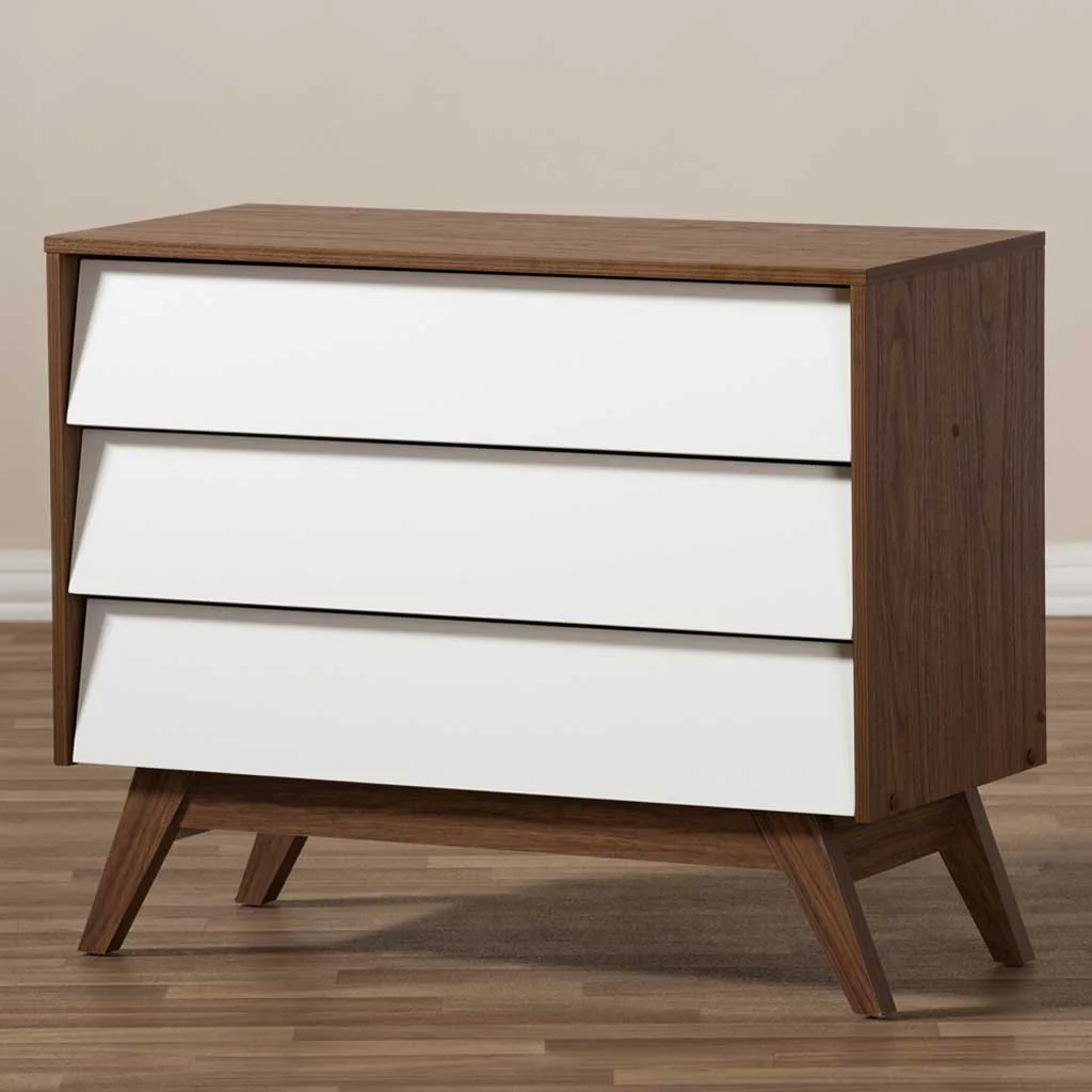 Hilson 3-Drawer Chest White/Walnut - Image 5