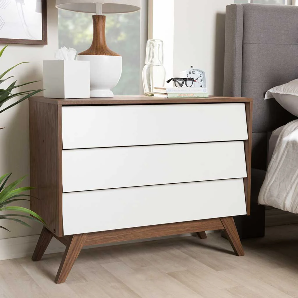 Hilson 3-Drawer Chest White/Walnut - Image 6