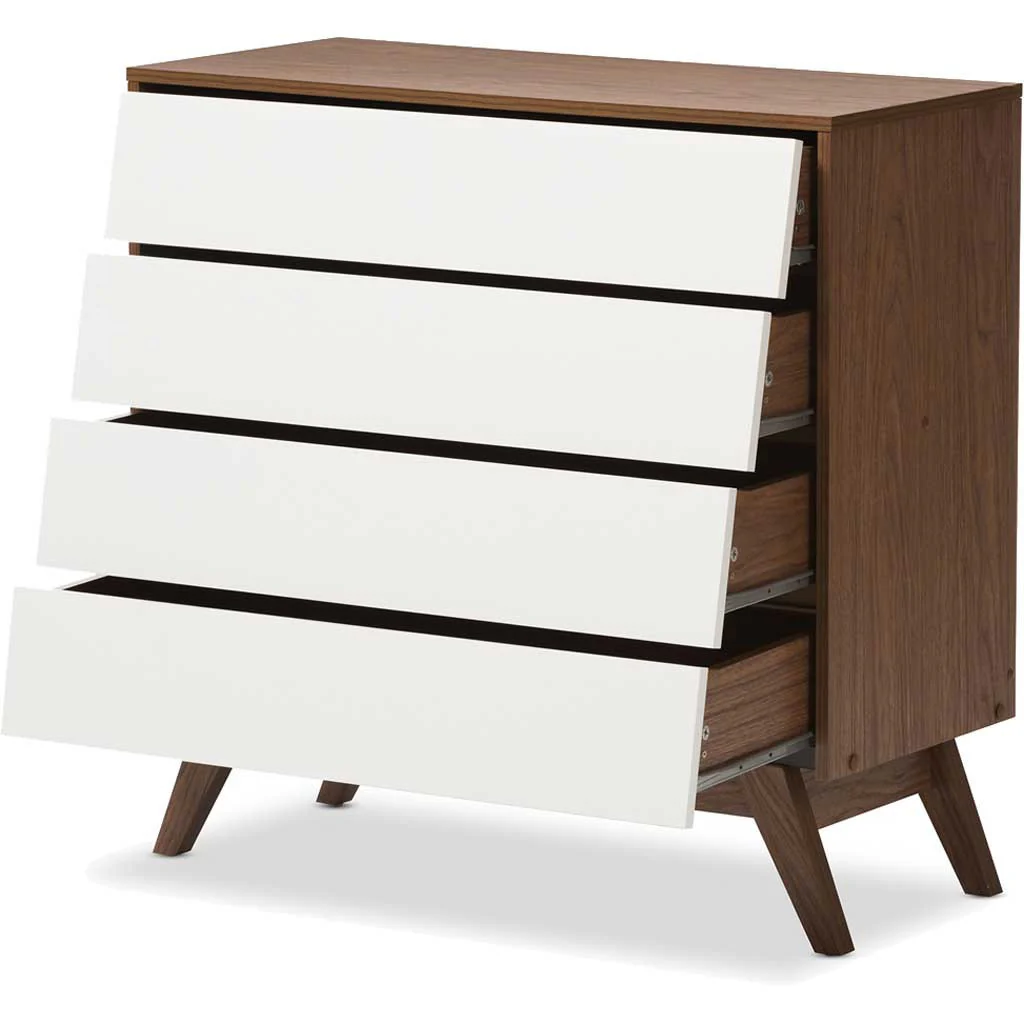 Hilson 4-Drawer Dresser White/Walnut - Image 2