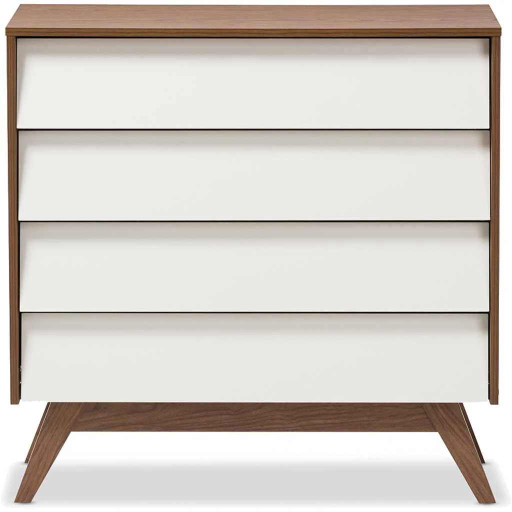 Hilson 4-Drawer Dresser White/Walnut - Image 3