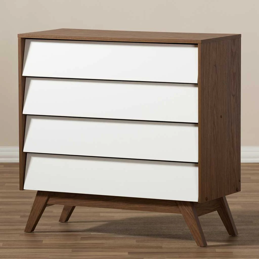 Hilson 4-Drawer Dresser White/Walnut - Image 5