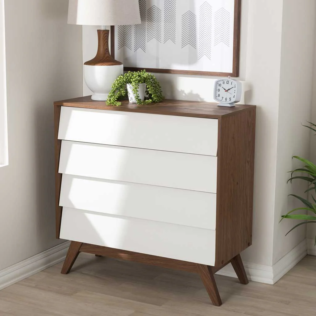 Hilson 4-Drawer Dresser White/Walnut - Image 6