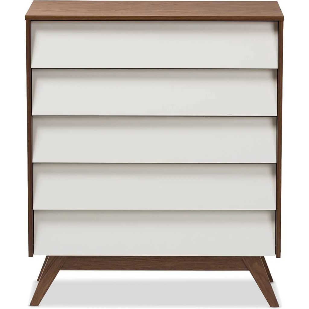 Hilson 5-Drawer Dresser White/Walnut - Image 3