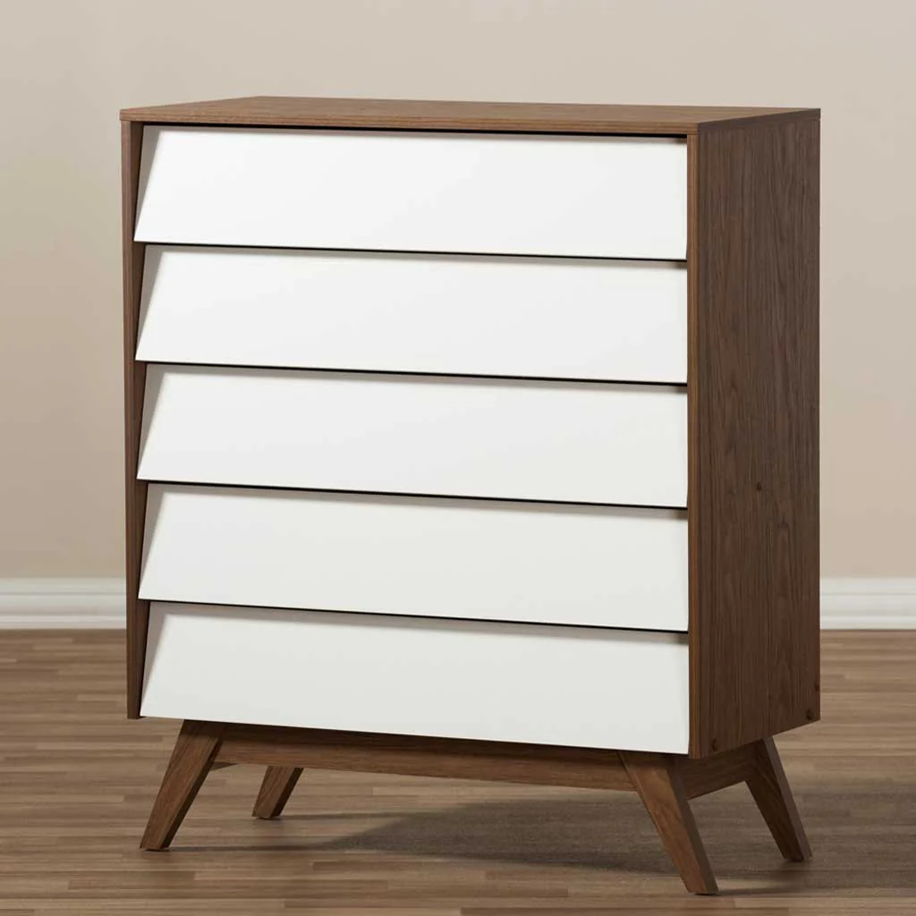 Hilson 5-Drawer Dresser White/Walnut - Image 5