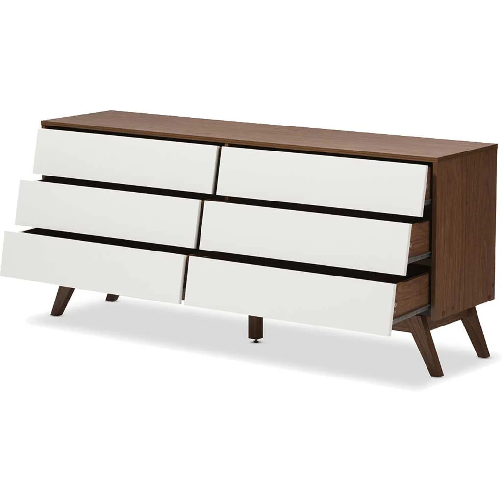 Hilson 6-Drawer Dresser White/Walnut - Image 2
