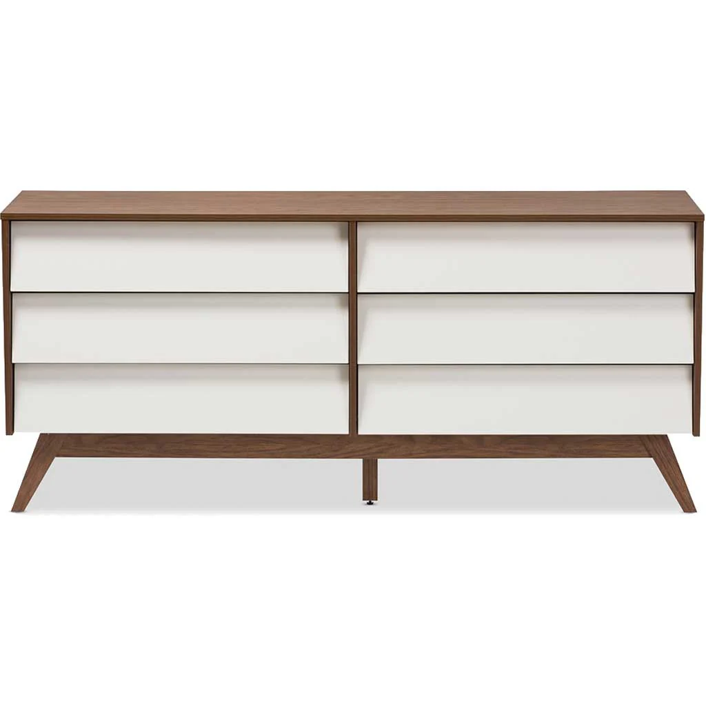 Hilson 6-Drawer Dresser White/Walnut - Image 3