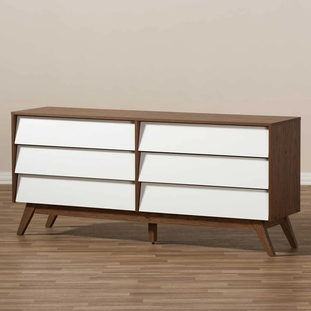 Hilson 6-Drawer Dresser White/Walnut - Image 5