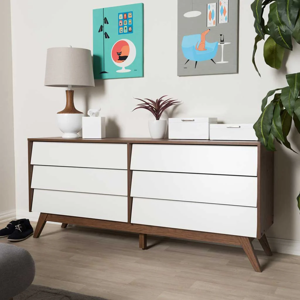 Hilson 6-Drawer Dresser White/Walnut - Image 6