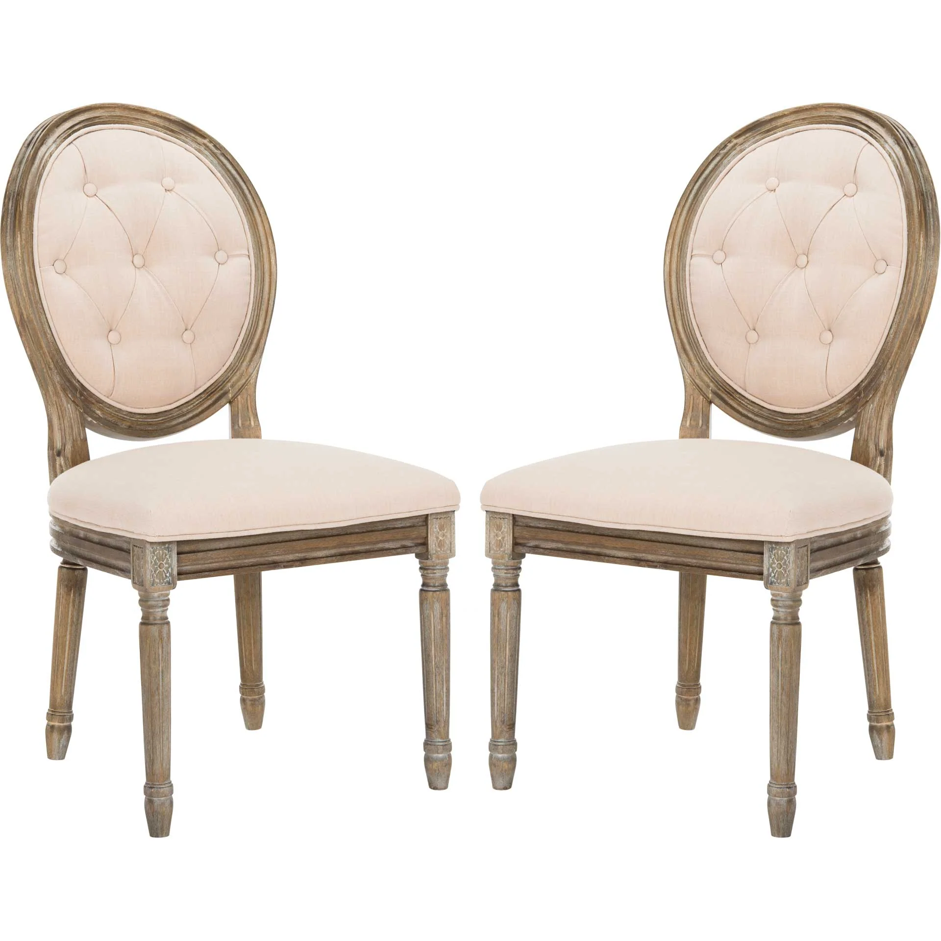 Holden Tufted Side Chair Beige/Rustic Oak (Set of 2) - Image 2