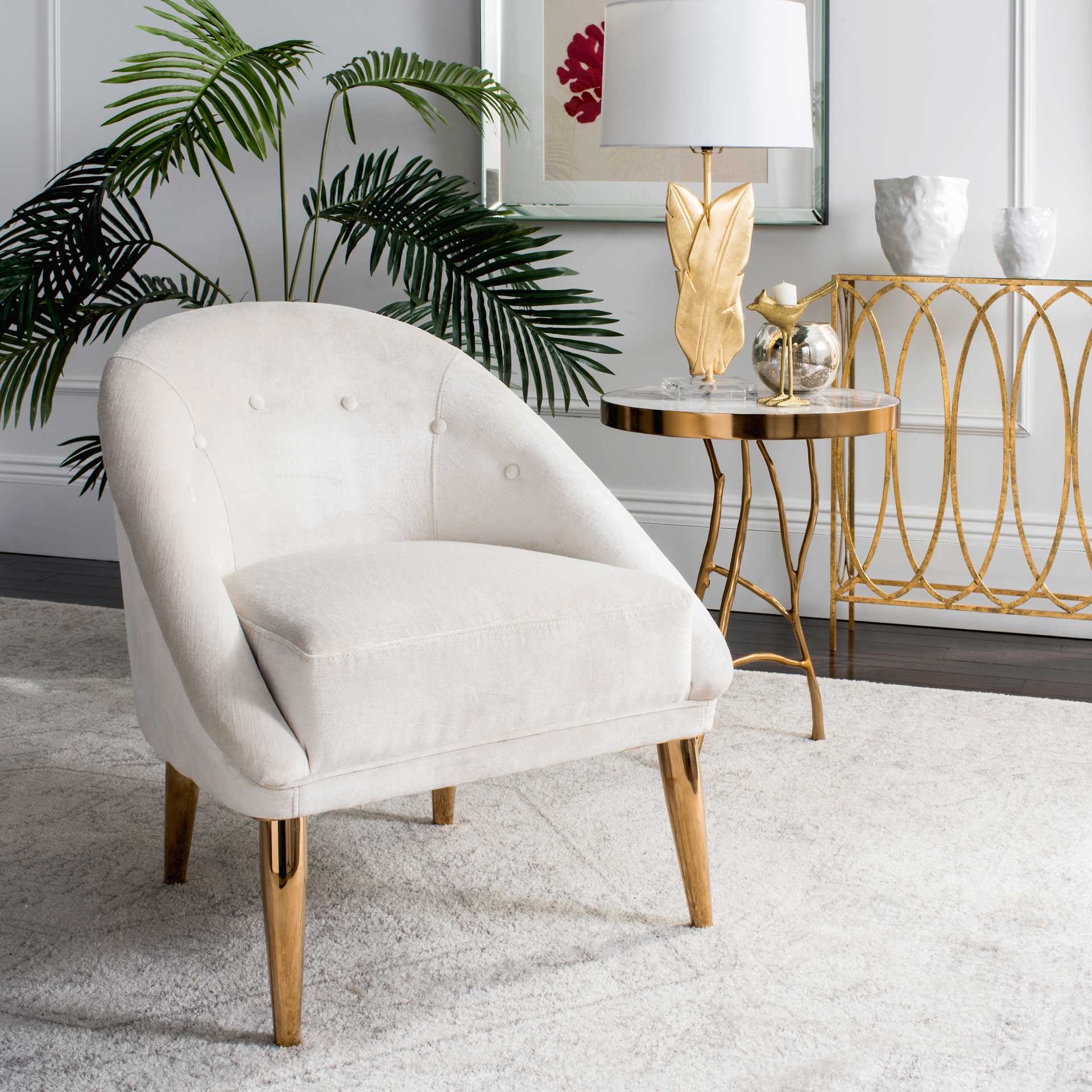 Holland Velvet Club Chair Gold/Bella White - Image 9