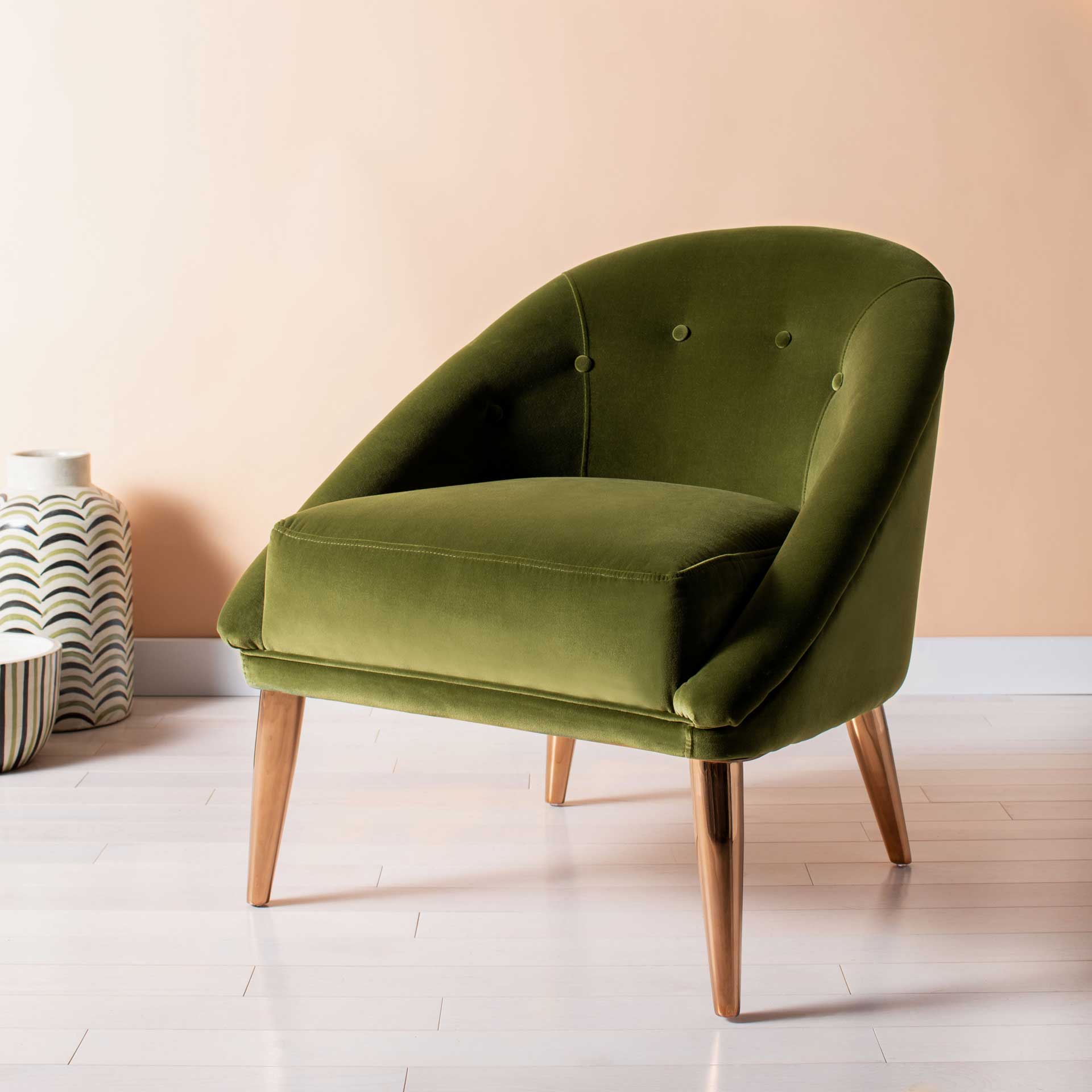 Holland Velvet Club Chair Gold/Dark Olive Green - Image 4