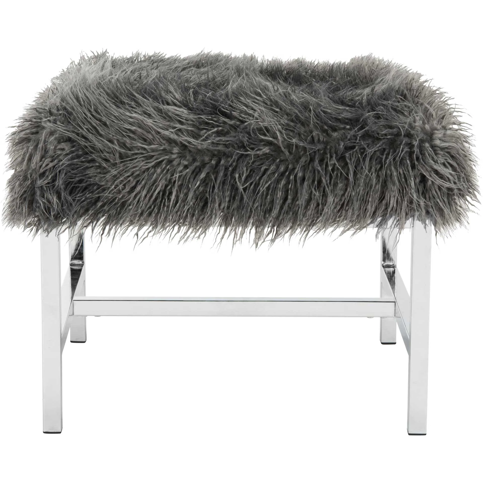 Hollingsworth Faux Sheepskin Square Bench Gray - Image 2