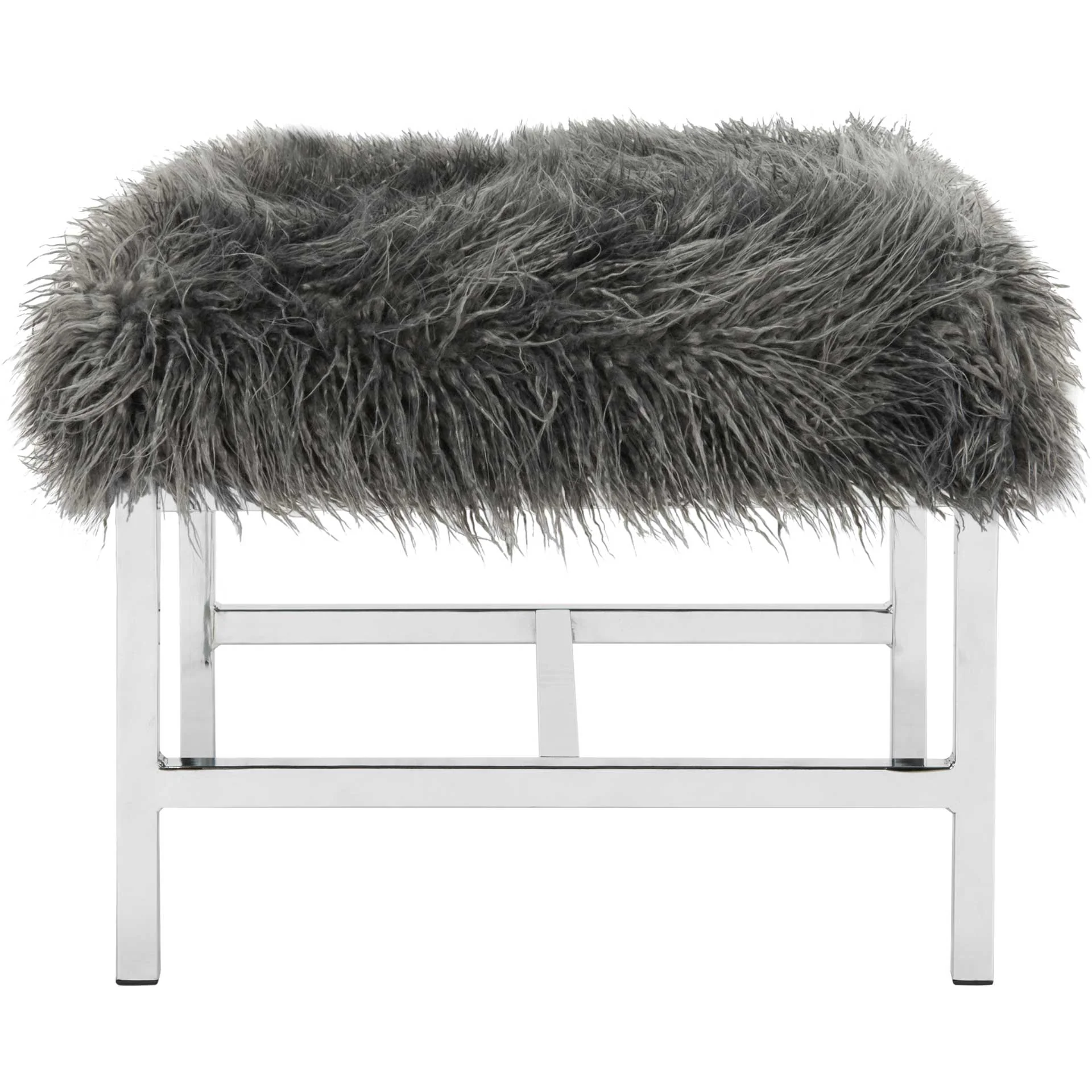 Hollingsworth Faux Sheepskin Square Bench Gray - Image 3