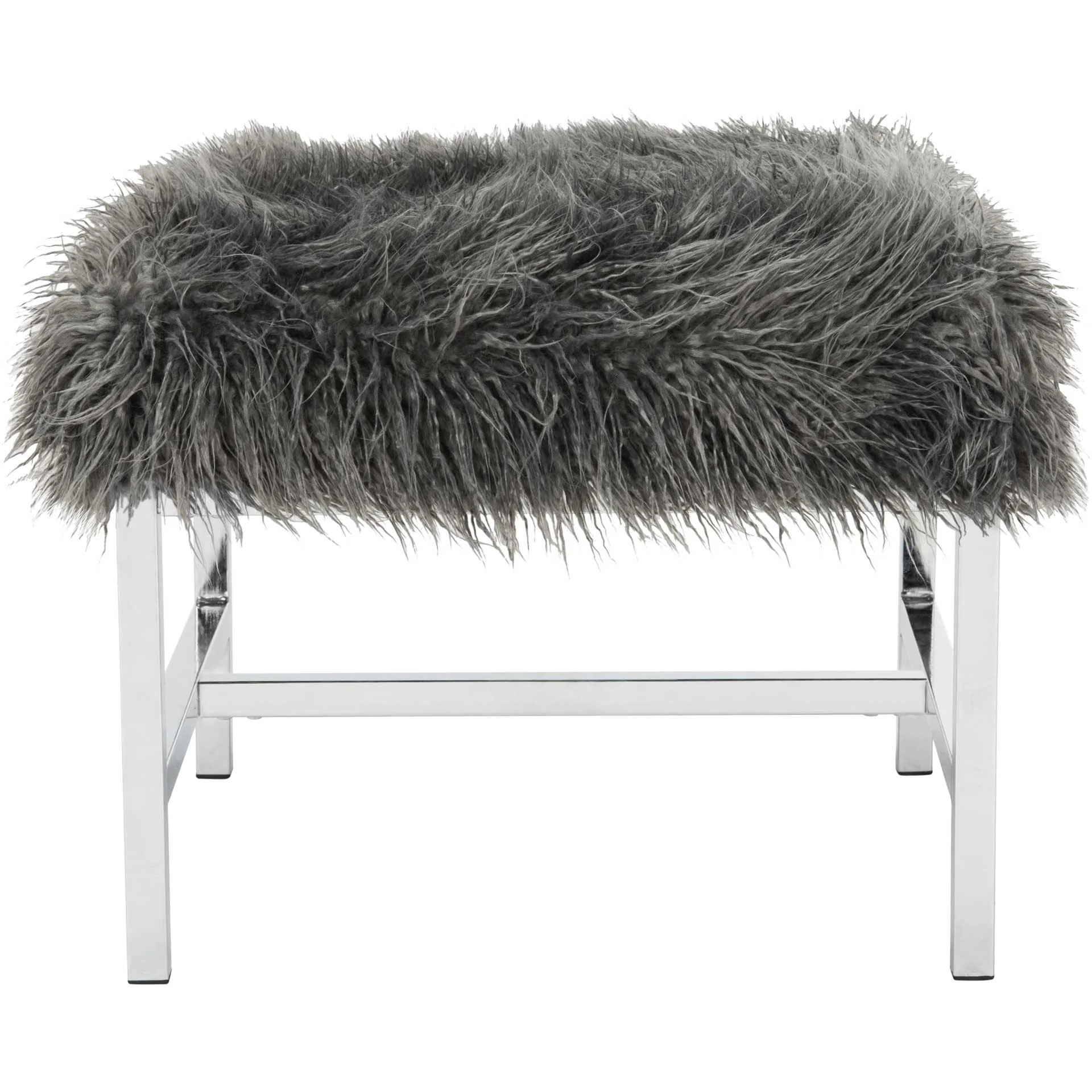 Hollingsworth Faux Sheepskin Square Bench Gray - Image 4