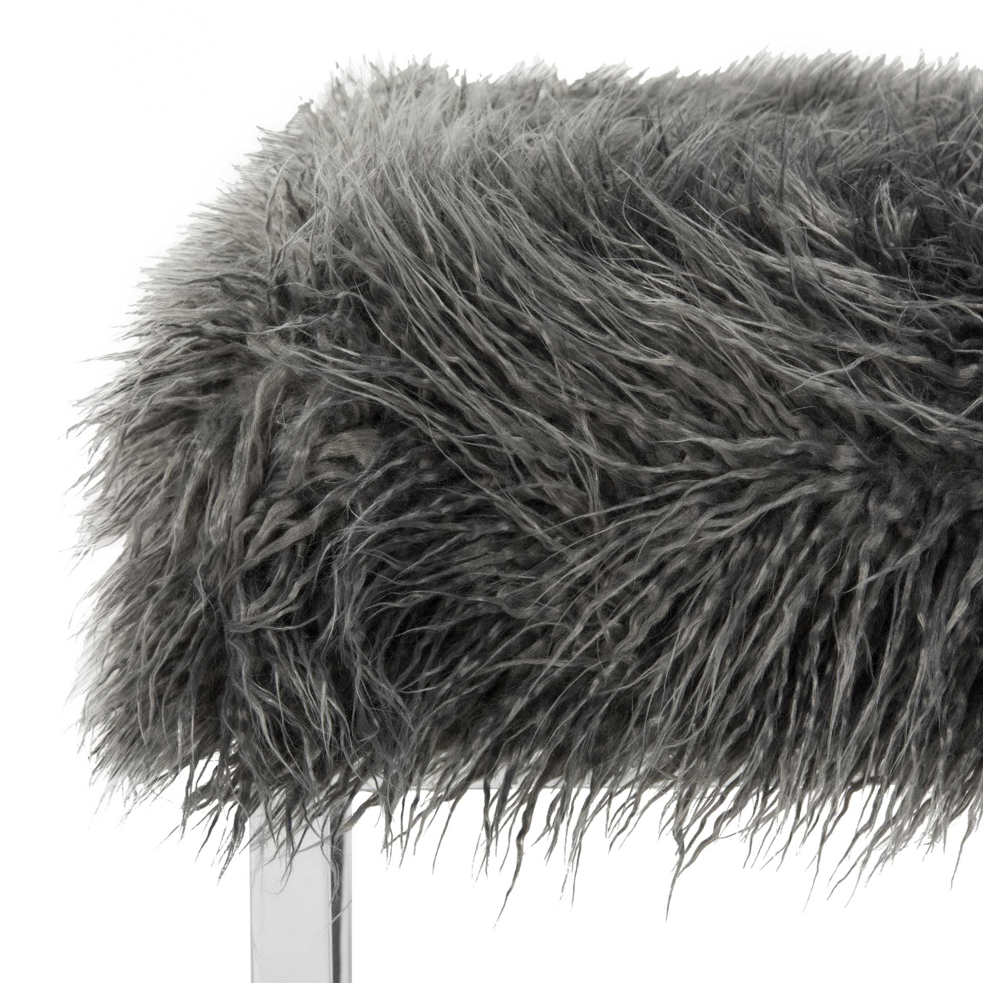 Hollingsworth Faux Sheepskin Square Bench Gray - Image 5