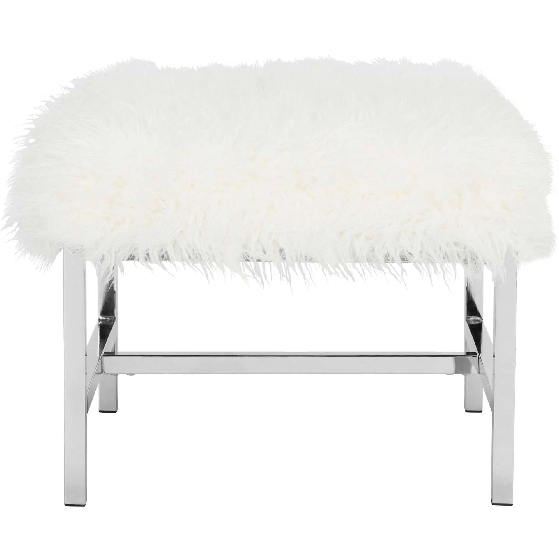 Hollingsworth Faux Sheepskin Square Bench White - Image 2