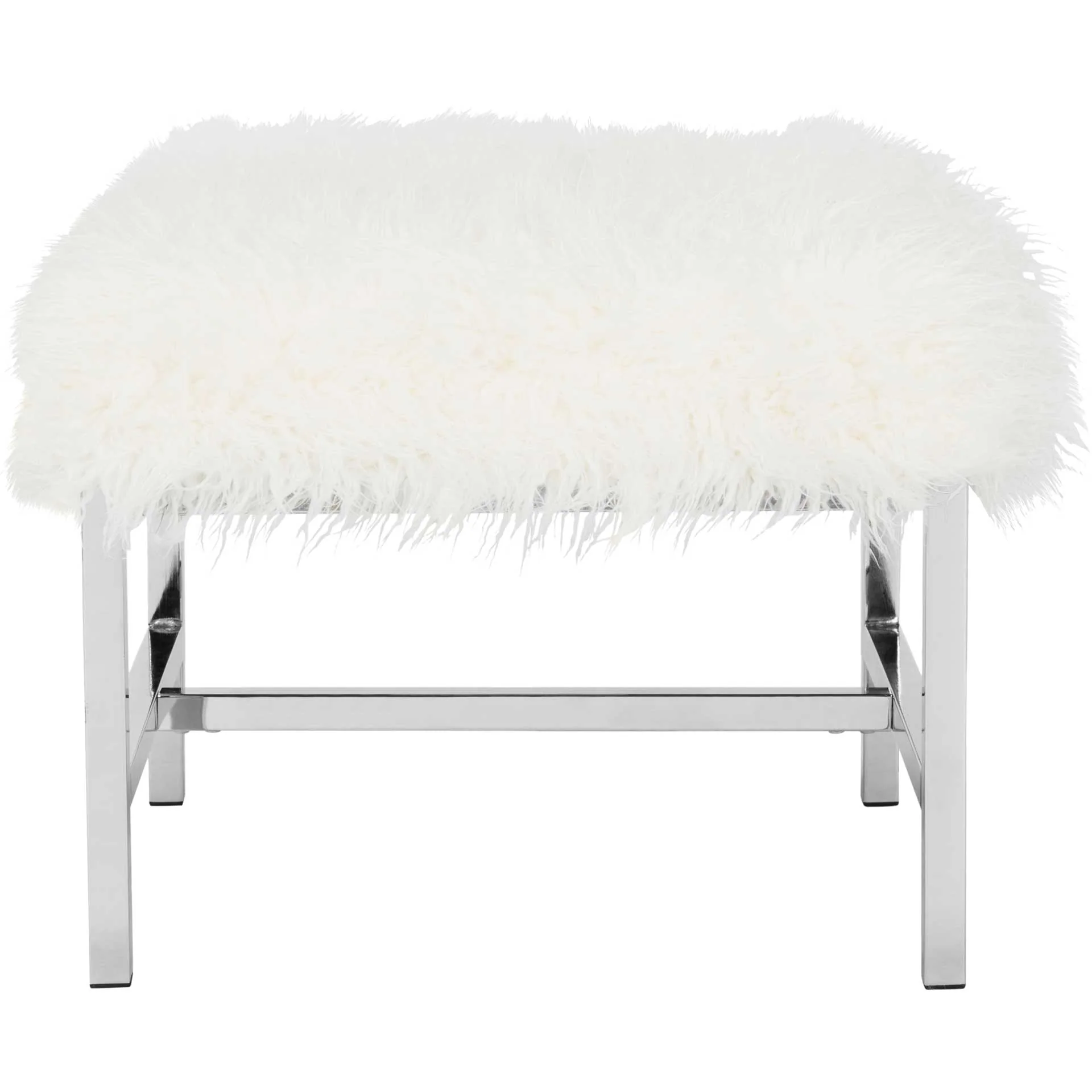 Hollingsworth Faux Sheepskin Square Bench White - Image 3