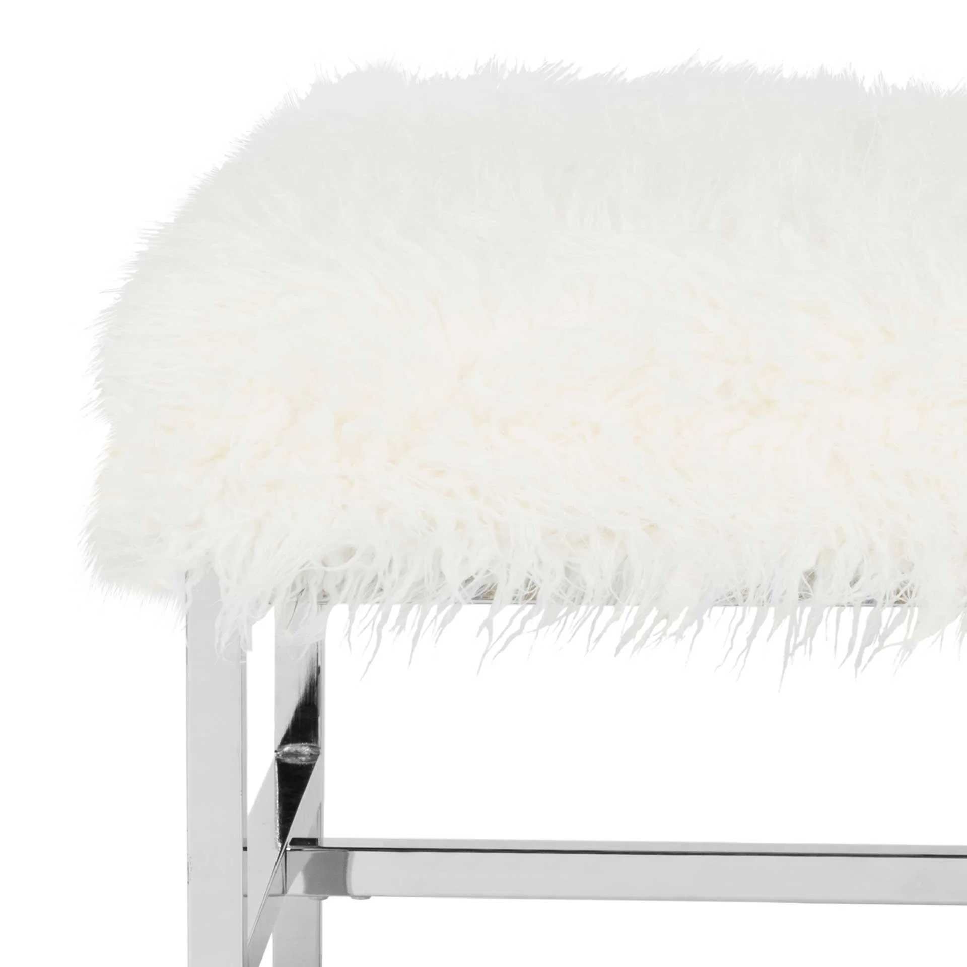 Hollingsworth Faux Sheepskin Square Bench White - Image 4