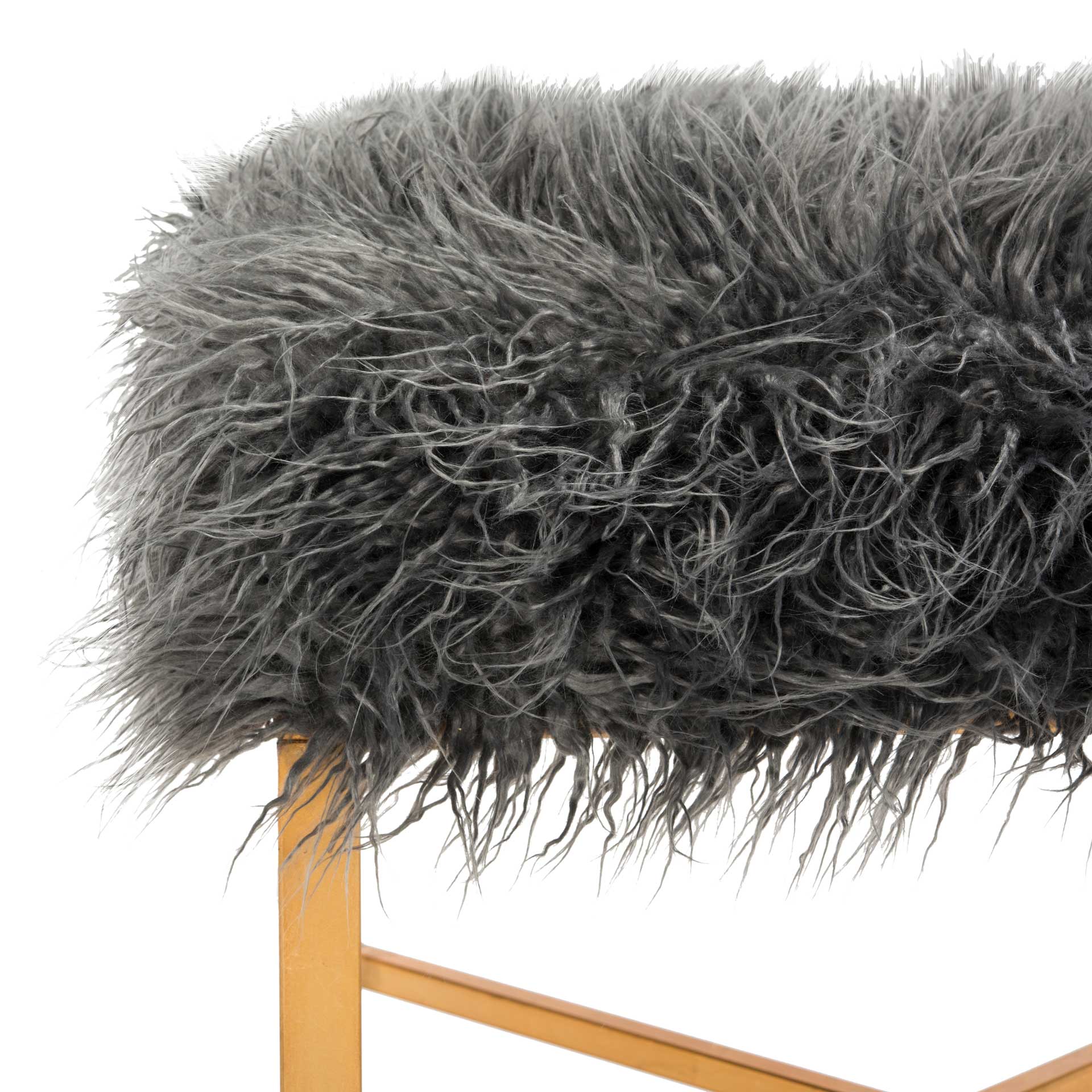 Hollingsworth Faux Sheepskin X Square Bench Gray - Image 4