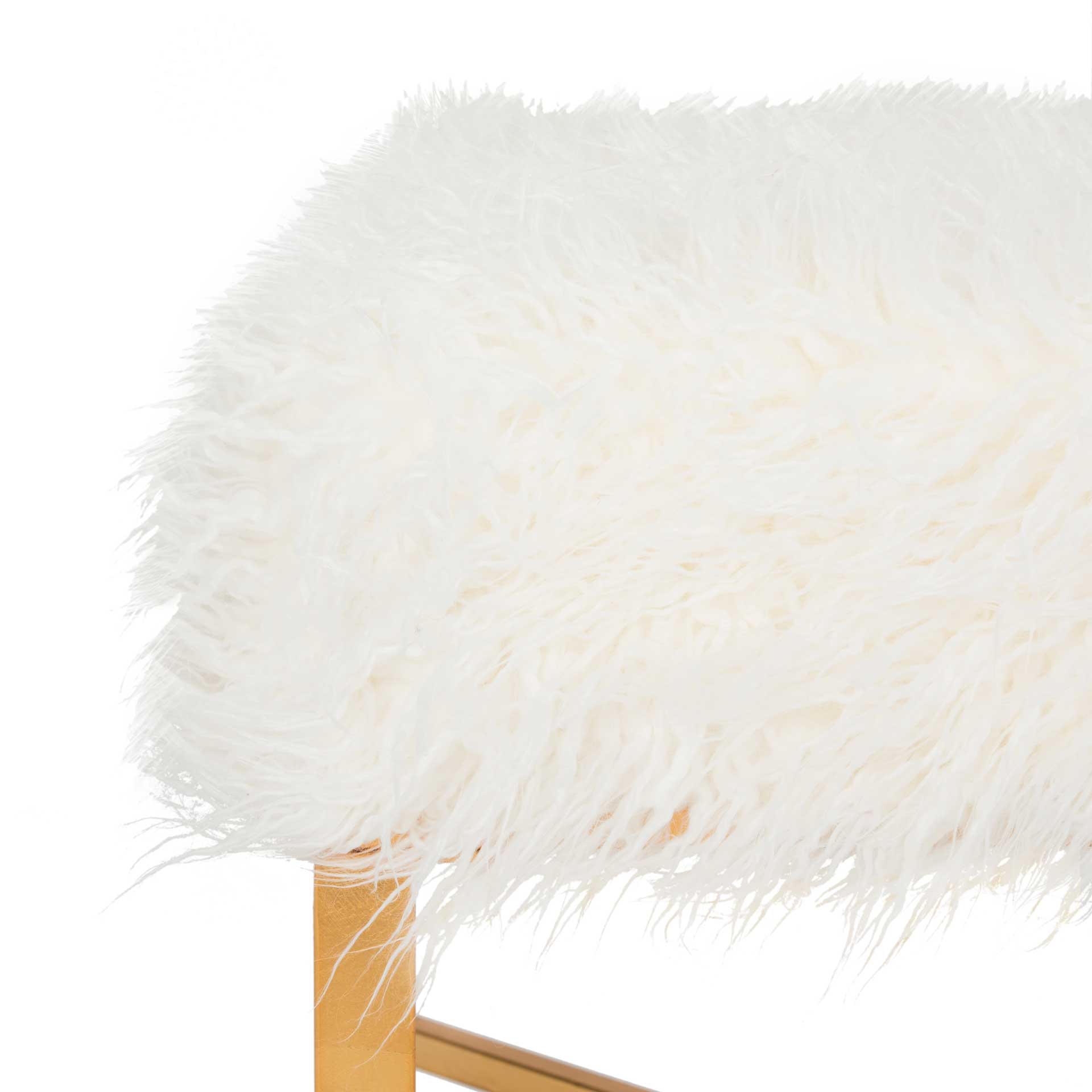 Hollingsworth Faux Sheepskin X- Square Bench White - Image 4
