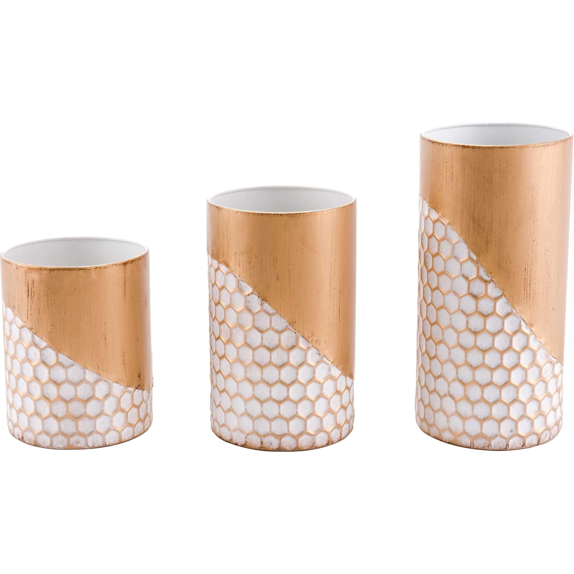 Honeycomb Candle Holders Gold (Set of 3) - Image 2