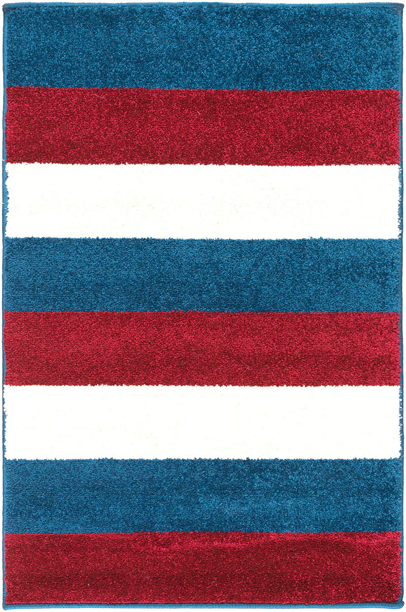Horizon Striped Burgundy/Cobalt Area Rug - Image 2