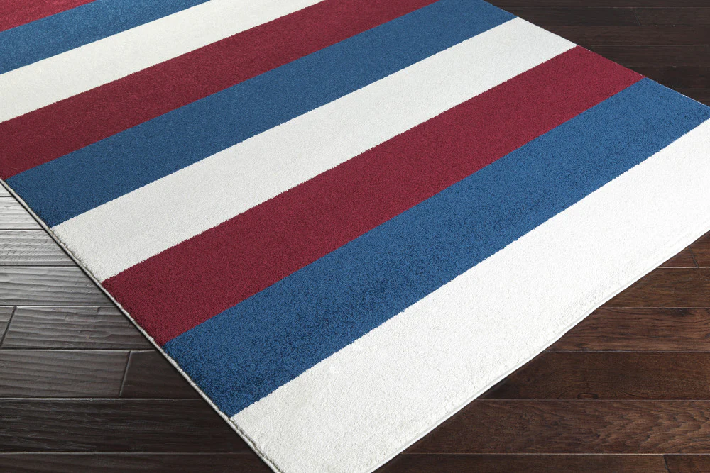 Horizon Striped Burgundy/Cobalt Area Rug - Image 3