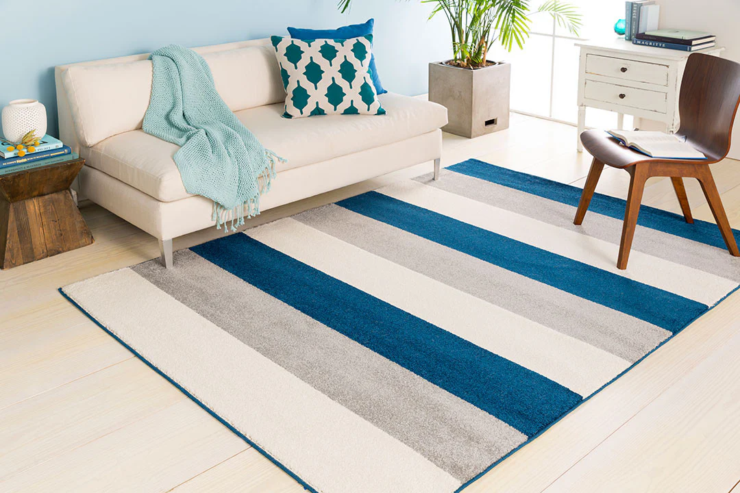 Horizon Striped Cobalt/Gray Area Rug - Image 2