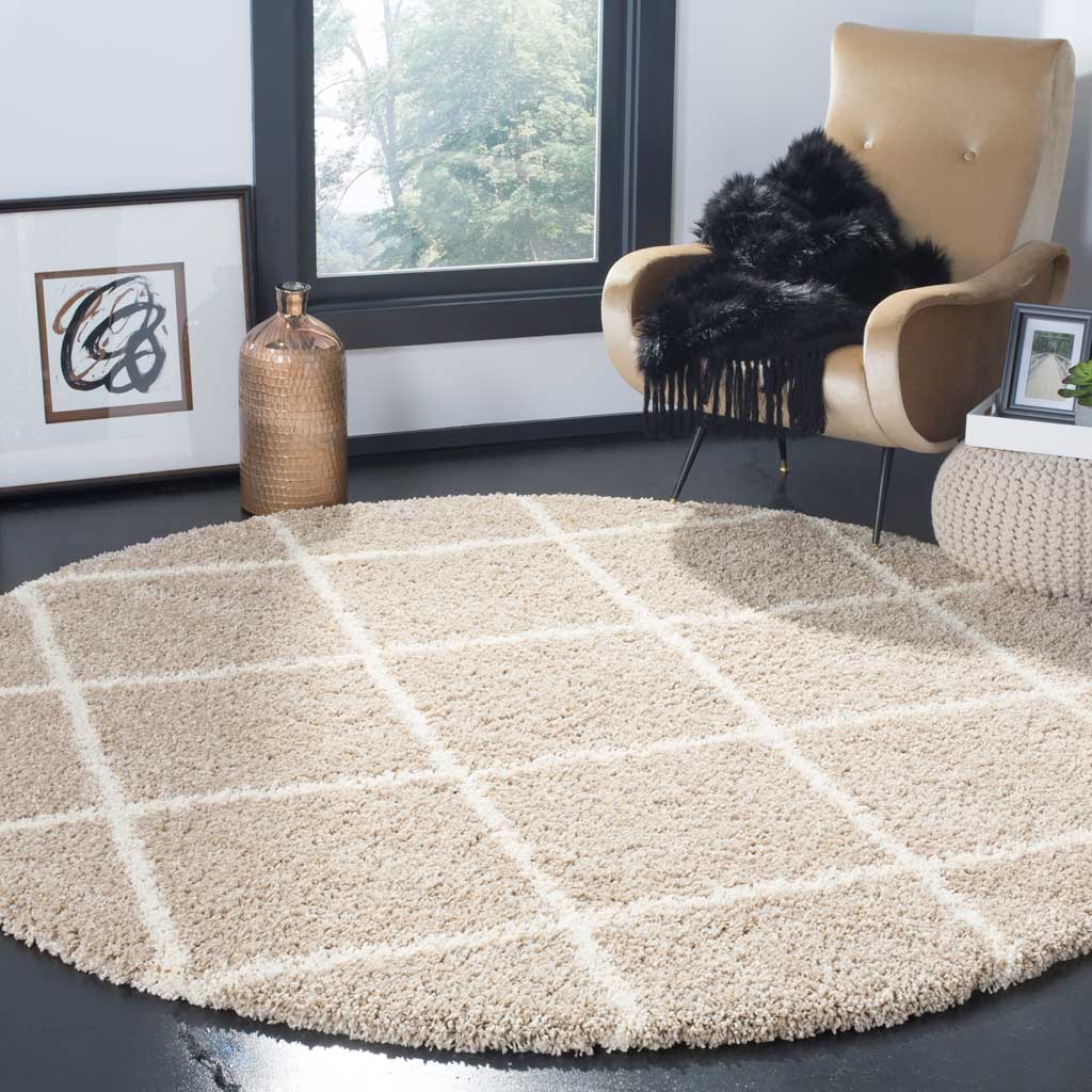 Hudson Shag Diamond Beige/Ivory Round Rug - Image 3