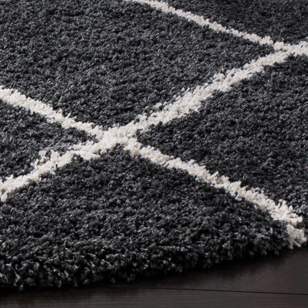 Hudson Shag Diamond Dark Gray/Ivory Round Rug - Image 2