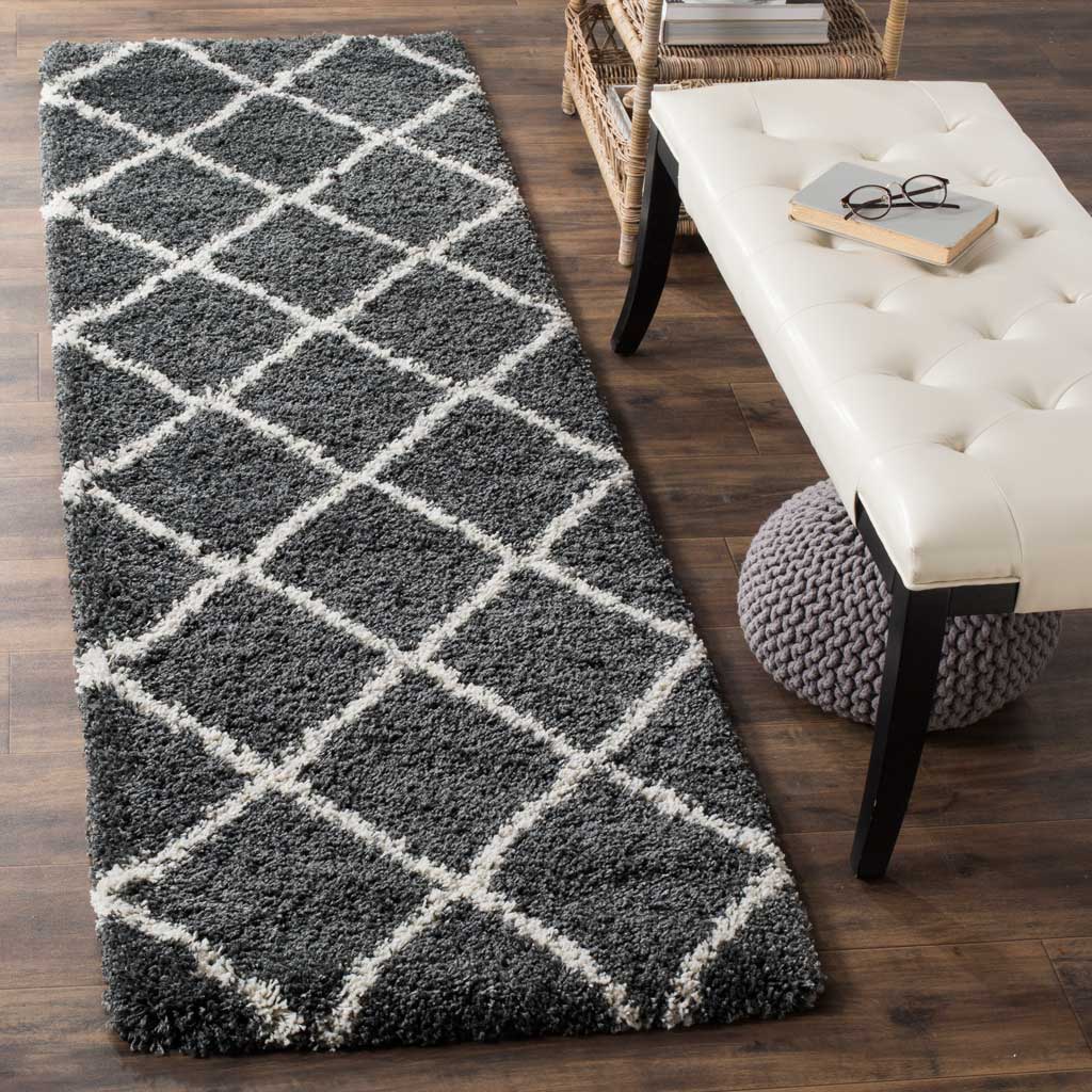 Hudson Shag Diamond Dark Gray/Ivory Runner Rug - Image 2