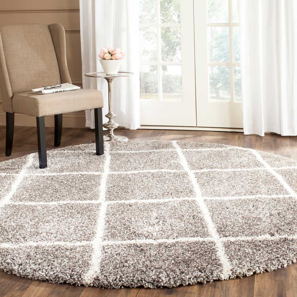 Hudson Shag Diamond Gray/Ivory Round Rug - Image 3