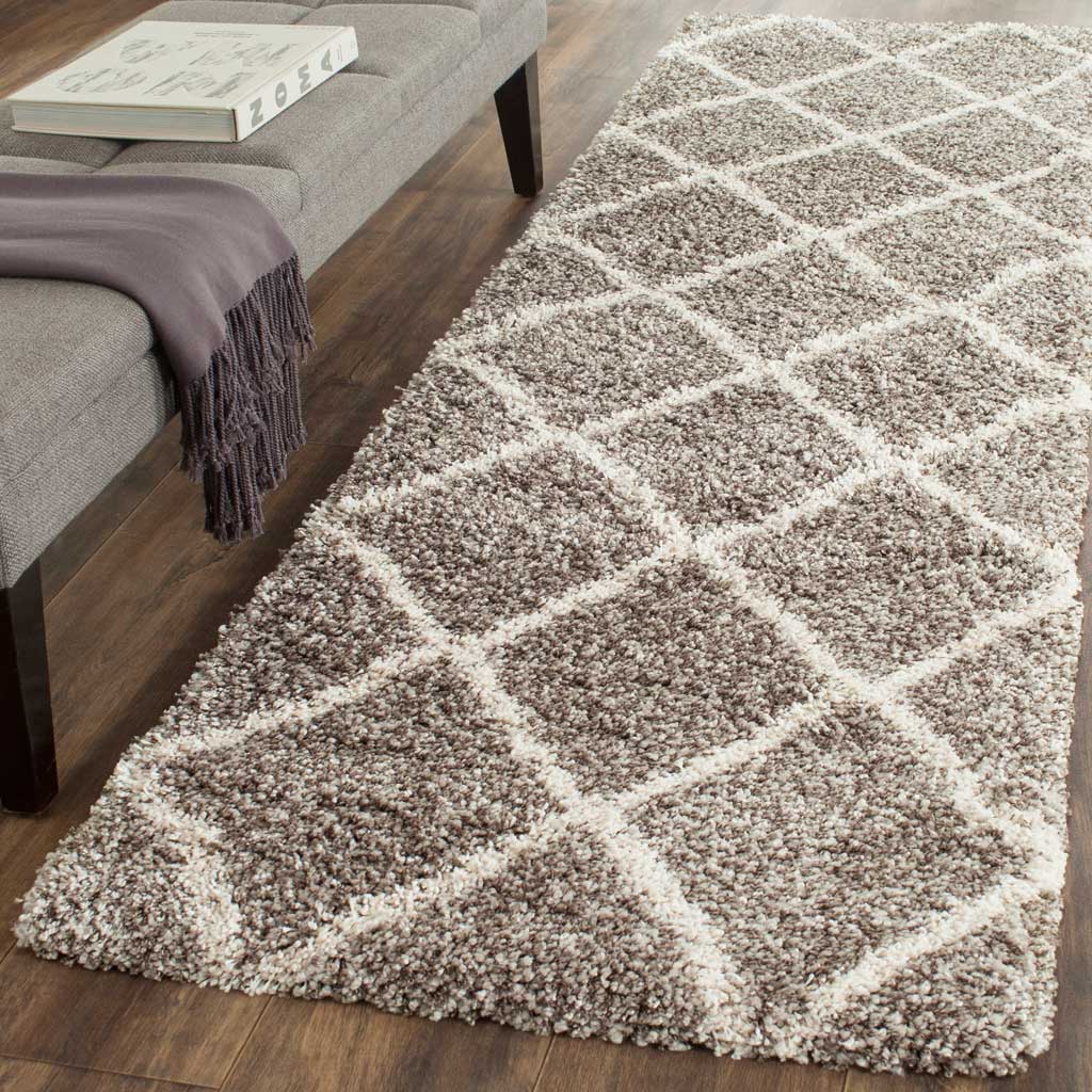 Hudson Shag Diamond Gray/Ivory Runner Rug - Image 3