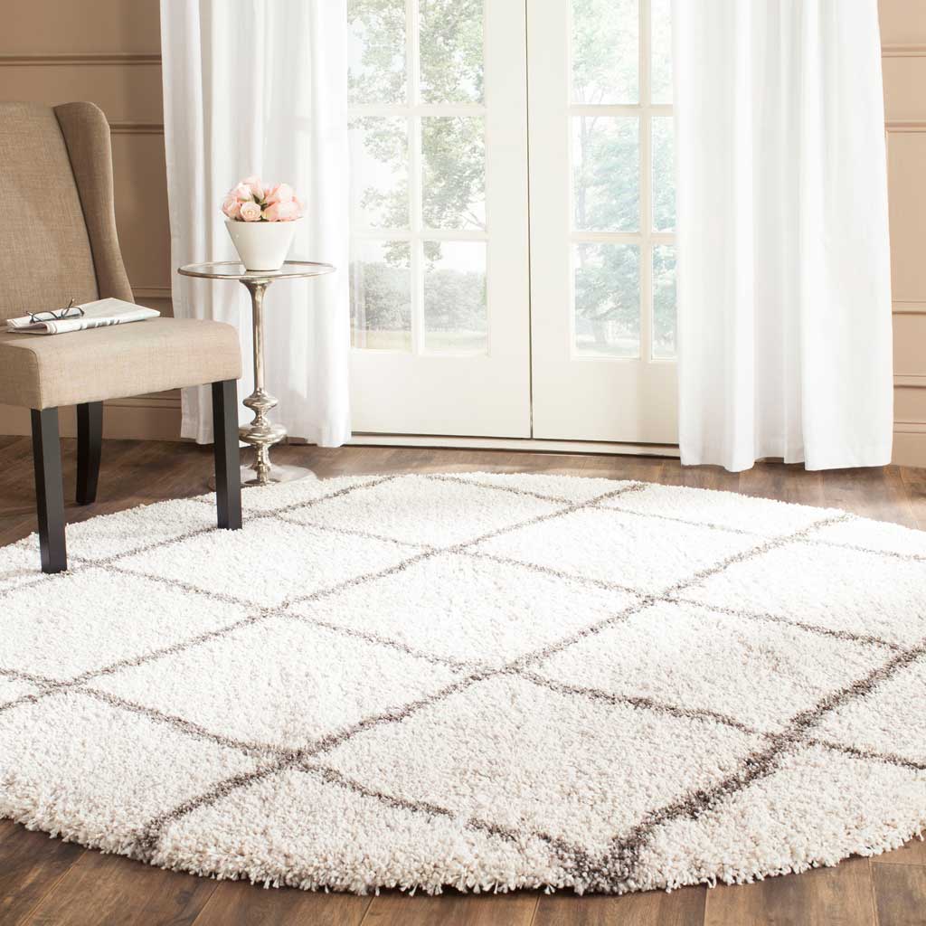 Hudson Shag Diamond Ivory/Gray Round Rug - Image 3