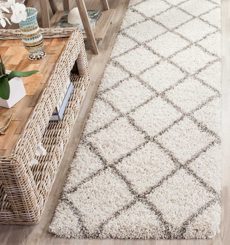 Hudson Shag Diamond Ivory/Gray Runner Rug - Image 2
