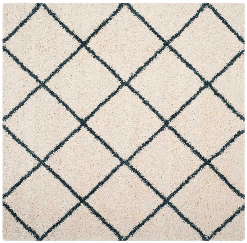 Hudson Shag Diamond Ivory/Slate Blue Area Rug - Image 2
