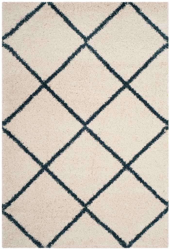 Hudson Shag Diamond Ivory/Slate Blue Area Rug - Image 3