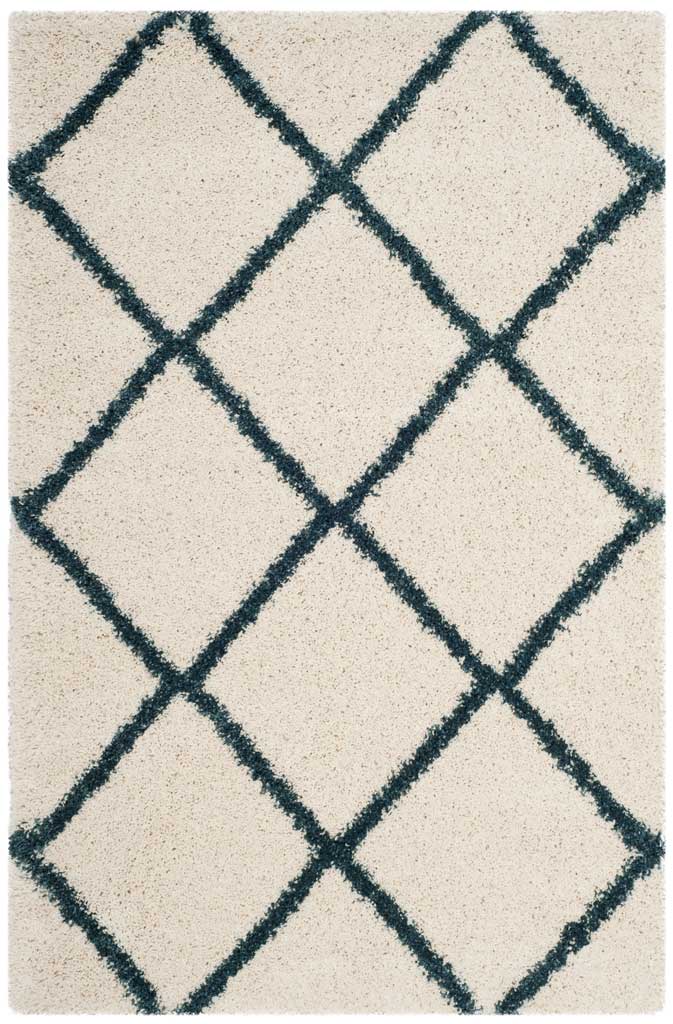 Hudson Shag Diamond Ivory/Slate Blue Area Rug - Image 4