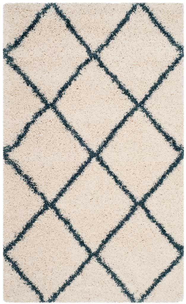 Hudson Shag Diamond Ivory/Slate Blue Area Rug - Image 5