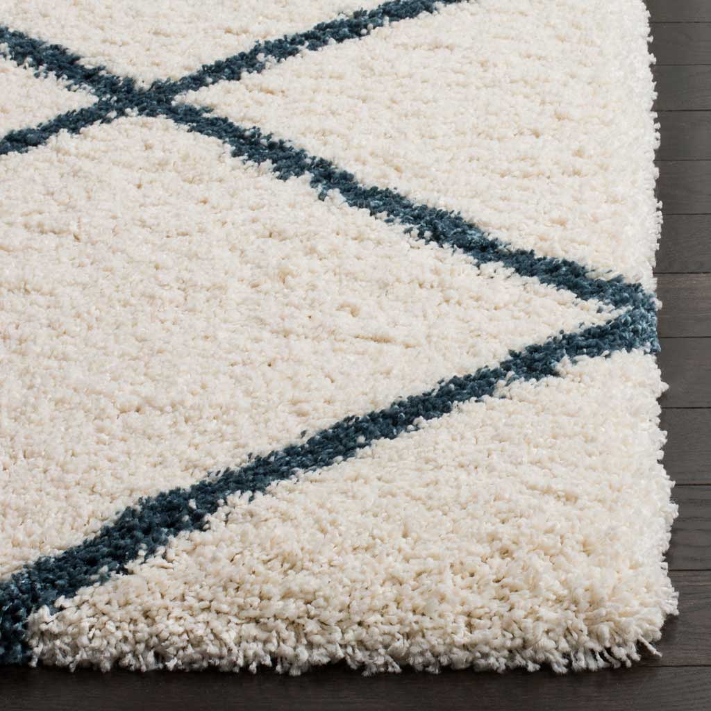 Hudson Shag Diamond Ivory/Slate Blue Area Rug - Image 6