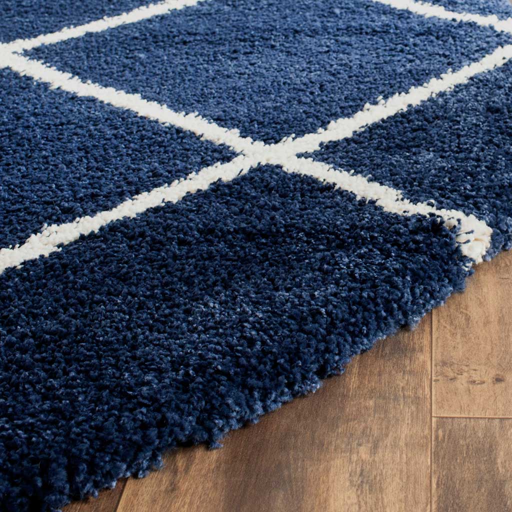 Hudson Shag Diamond Navy/Ivory Round Rug - Image 2