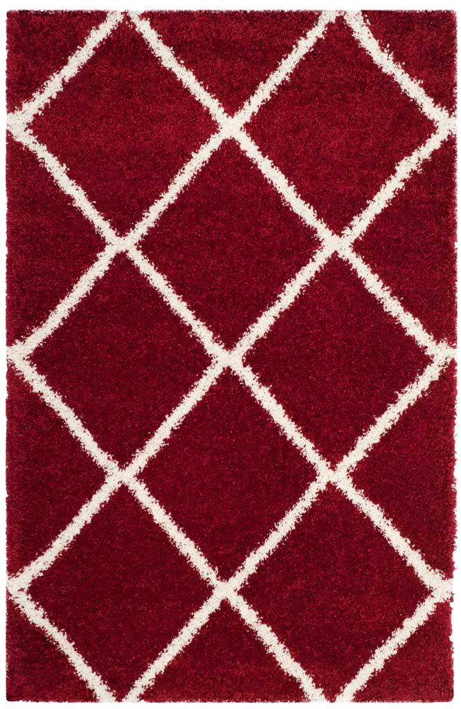 Hudson Shag Diamond Red/Ivory Area Rug - Image 4