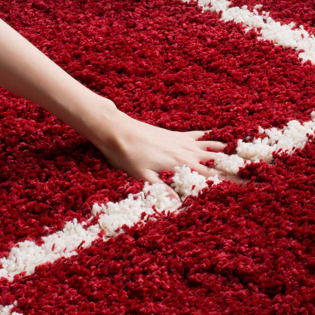 Hudson Shag Diamond Red/Ivory Area Rug - Image 7