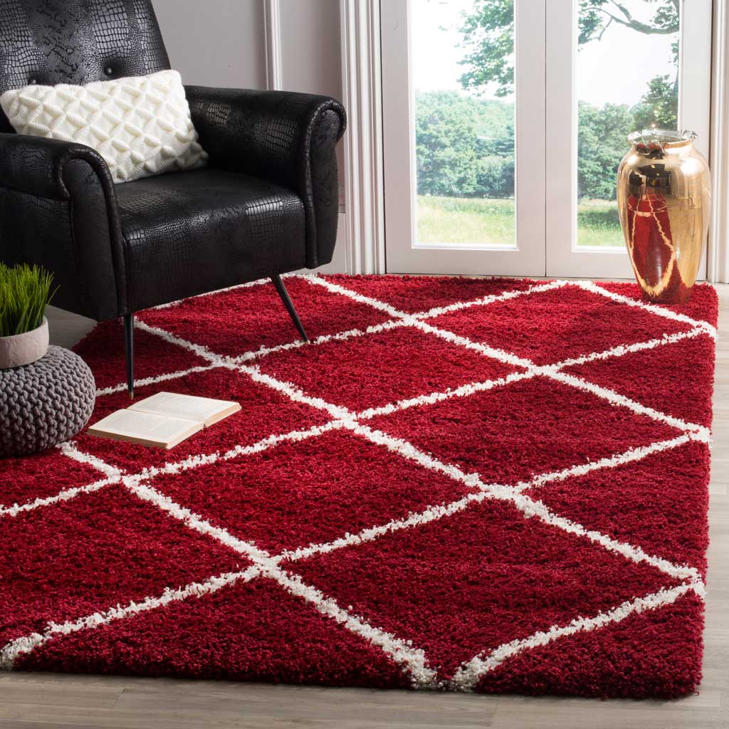 Hudson Shag Diamond Red/Ivory Area Rug - Image 9