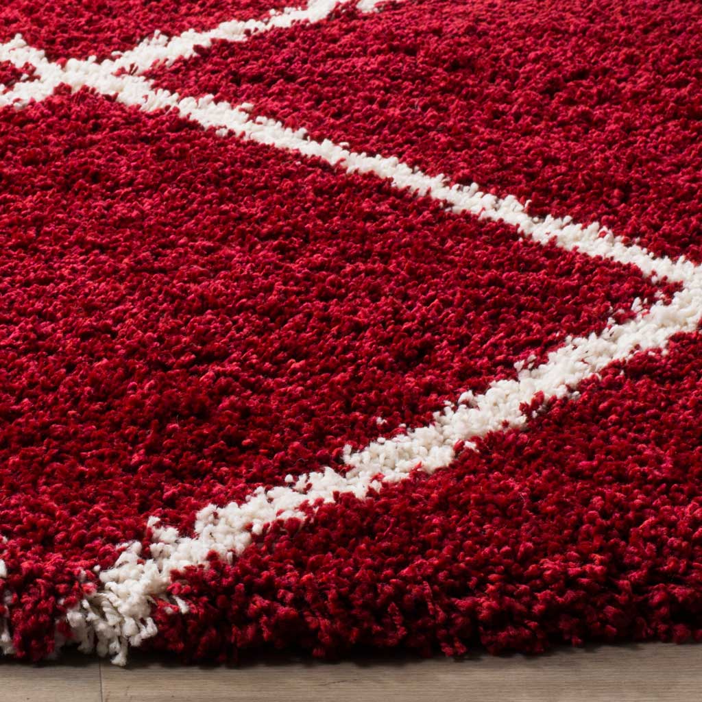 Hudson Shag Diamond Red/Ivory Round Rug - Image 2