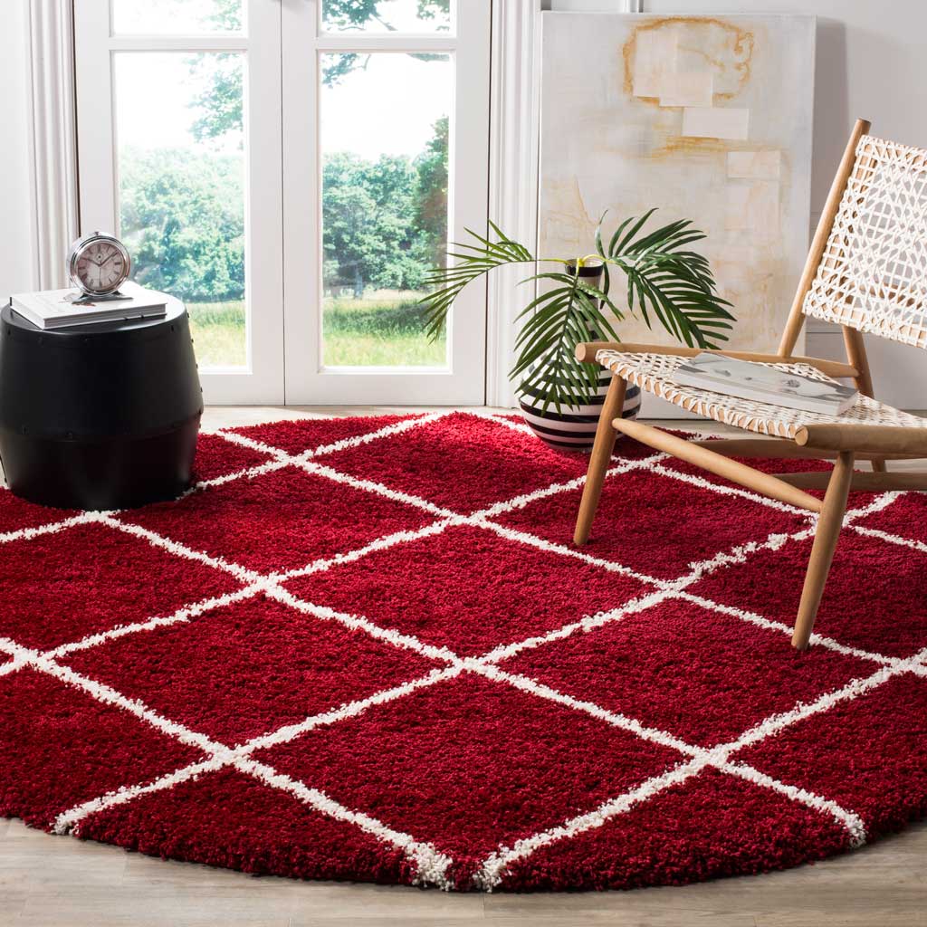 Hudson Shag Diamond Red/Ivory Round Rug - Image 3