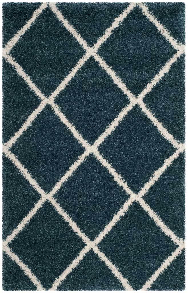 Hudson Shag Diamond Slate Blue/Ivory Area Rug - Image 4
